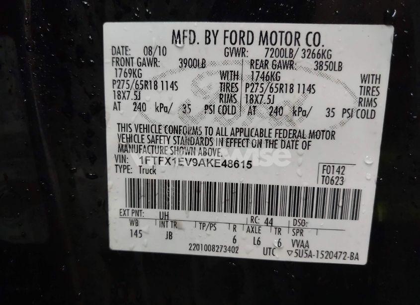 Photo 9 of 2010 Ford F-150 FX4 (VIN 1FTFX1EV9AKE48615)