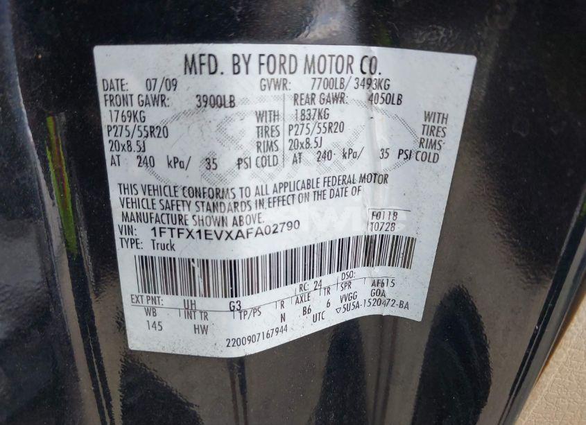 Photo 9 of 2010 Ford F-150 FX4/LARIAT/XL/XLT (VIN 1FTFX1EVXAFA02790)