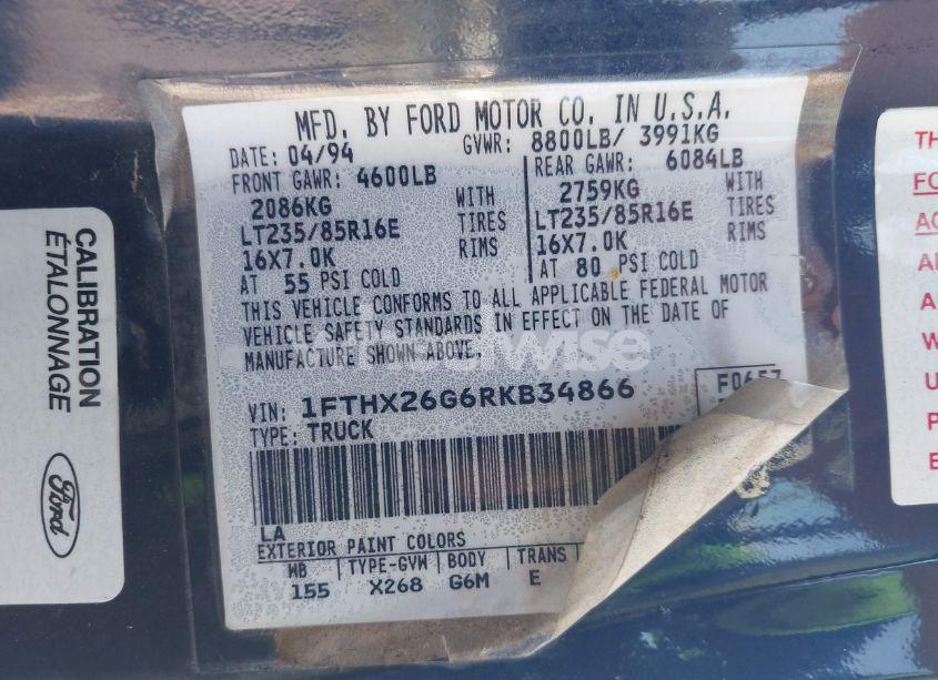 Photo 9 of 1994 Ford F250 N/A (VIN 1FTHX26G6RKB34866)