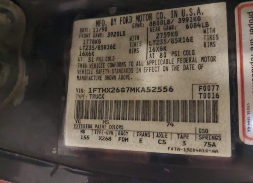 Photo 9 of 1991 Ford F250 N/A (VIN 1FTHX26G7MKA52556)