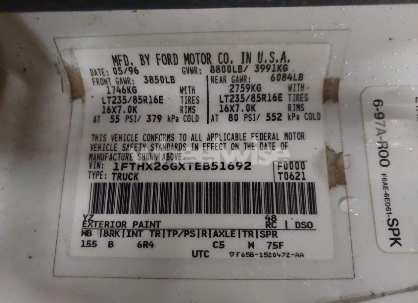 Photo 9 of 1996 Ford F250 N/A (VIN 1FTHX26GXTEB51692)
