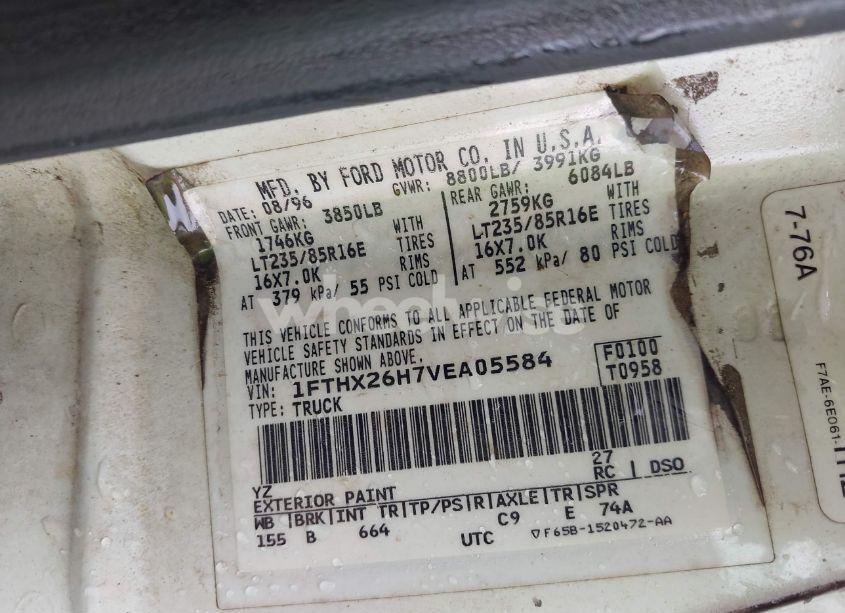 Photo 9 of 1997 Ford F-250 XL (VIN 1FTHX26H7VEA05584)