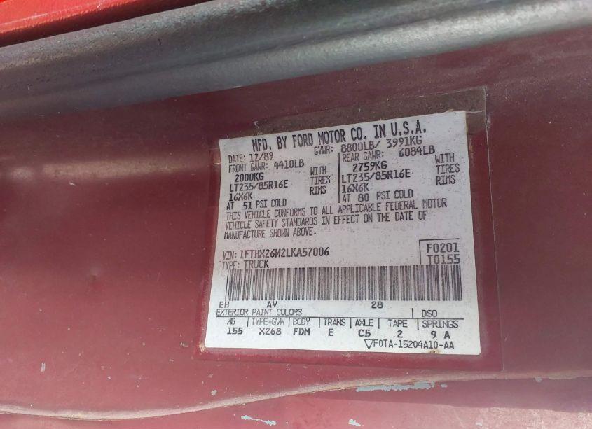 Photo 9 of 1990 Ford F250 N/A (VIN 1FTHX26M2LKA57006)