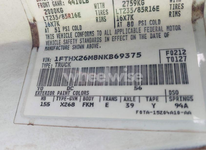 Photo 9 of 1992 Ford F250 N/A (VIN 1FTHX26M8NKB69375)