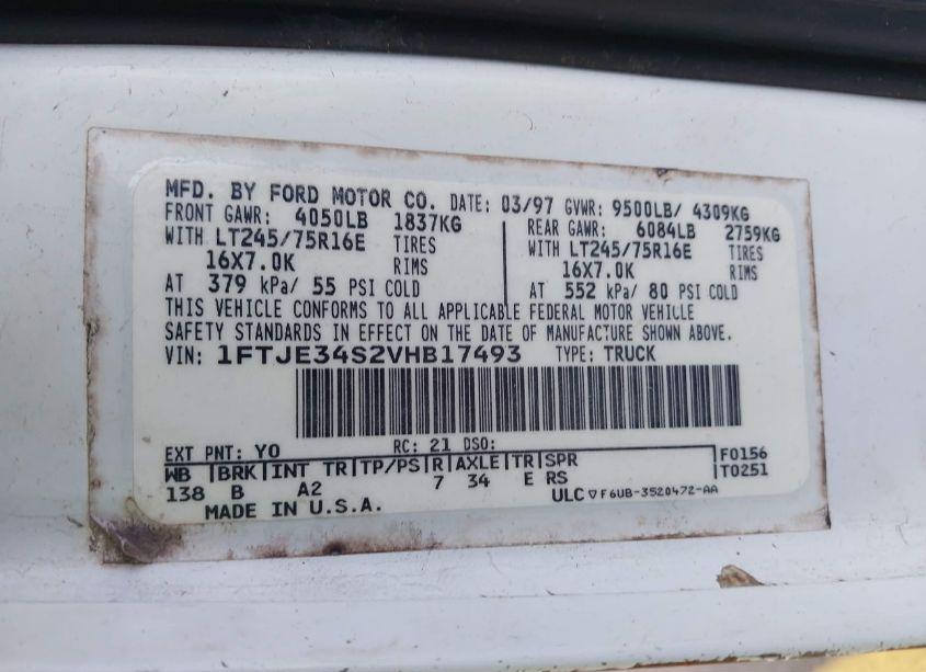 Photo 9 of 1997 Ford E-350 STANDARD (VIN 1FTJE34S2VHB17493)