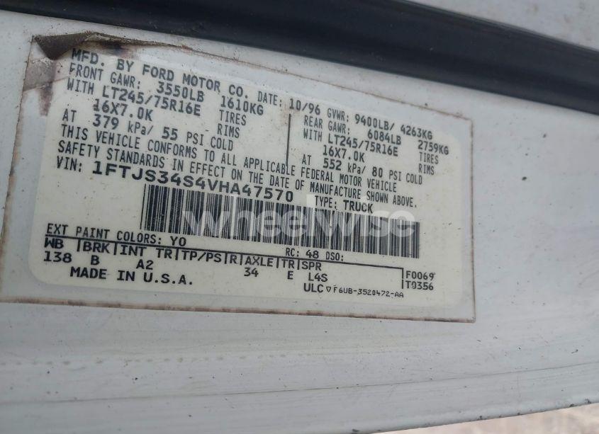 Photo 9 of 1997 Ford E-350 STANDARD (VIN 1FTJS34S4VHA47570)