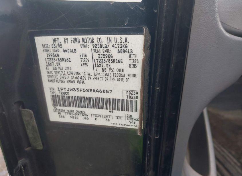 Photo 9 of 1995 Ford F350 (VIN 1FTJW35F5SEA46057)