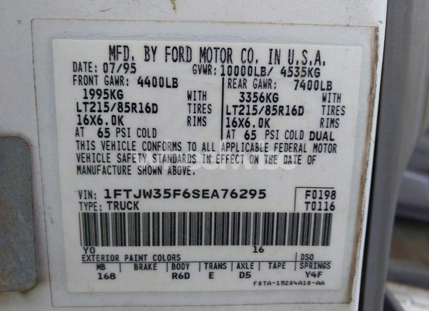 Photo 9 of 1995 Ford F350 (VIN 1FTJW35F6SEA76295)