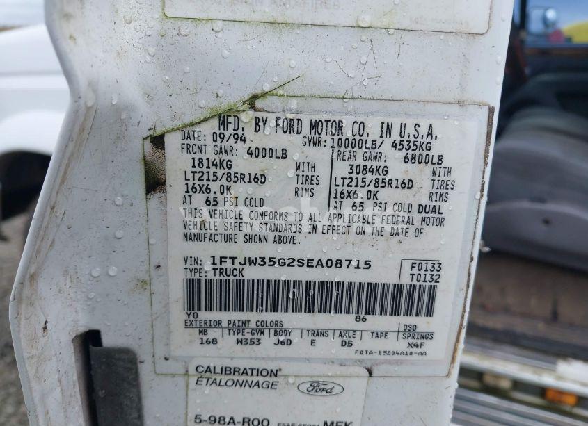 Photo 9 of 1995 Ford F350 (VIN 1FTJW35G2SEA08715)