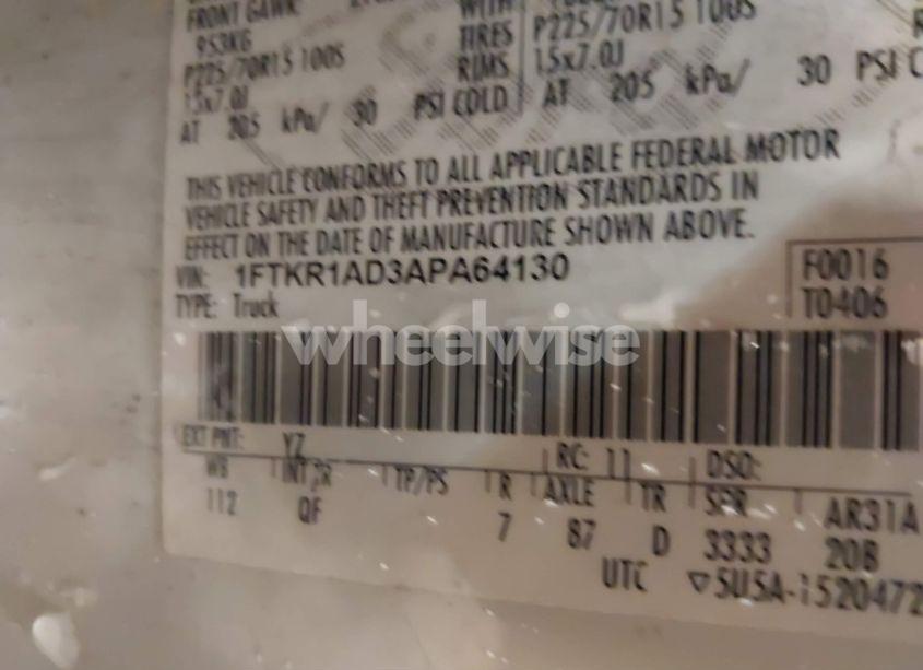 Photo 9 of 2010 Ford Ranger XL/XLT (VIN 1FTKR1AD3APA64130)