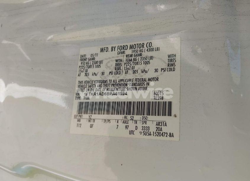 Photo 9 of 2011 Ford Ranger XL (VIN 1FTKR1AD6BPA61594)