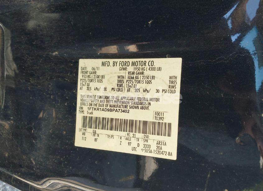 Photo 9 of 2011 Ford Ranger XL (VIN 1FTKR1AD9BPA73402)