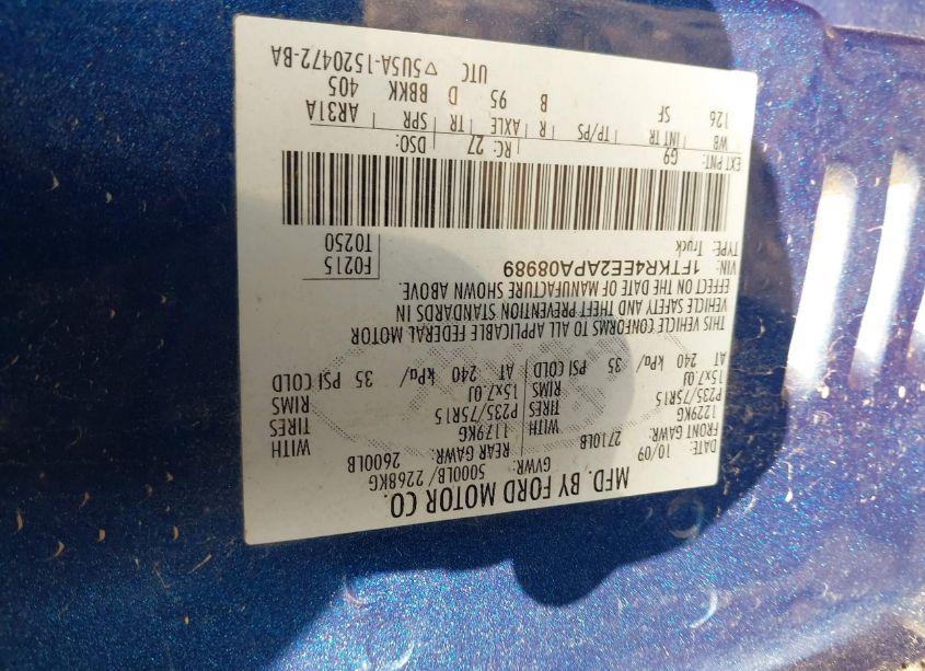 Photo 9 of 2010 Ford Ranger SPORT (VIN 1FTKR4EE2APA08989)