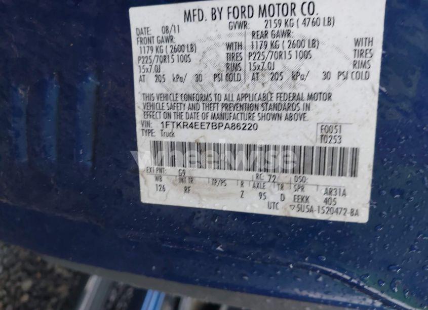 Photo 9 of 2011 Ford Ranger XLT (VIN 1FTKR4EE7BPA86220)