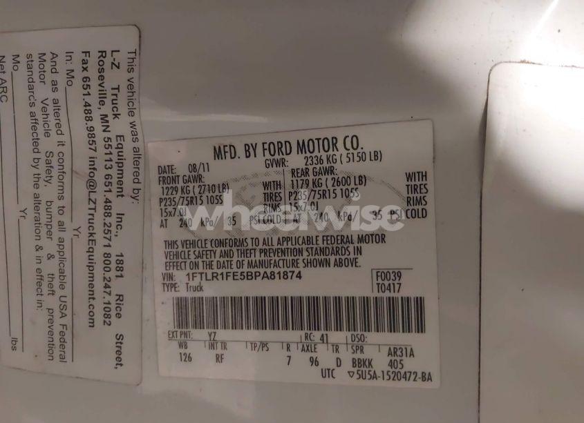 Photo 9 of 2011 Ford Ranger XL (VIN 1FTLR1FE5BPA81874)