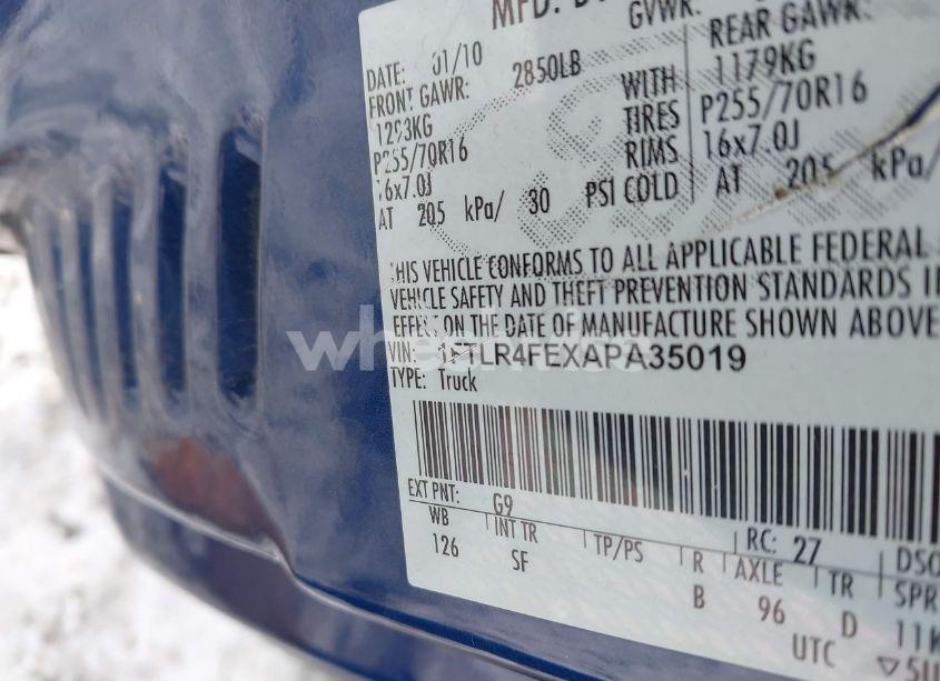 Photo 9 of 2010 Ford Ranger SPORT/XLT (VIN 1FTLR4FEXAPA35019)