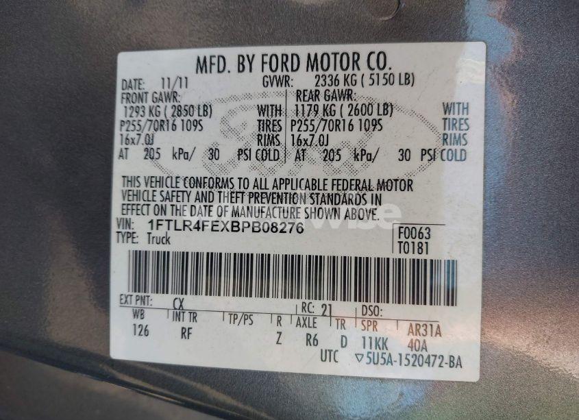 Photo 9 of 2011 Ford Ranger XLT (VIN 1FTLR4FEXBPB08276)