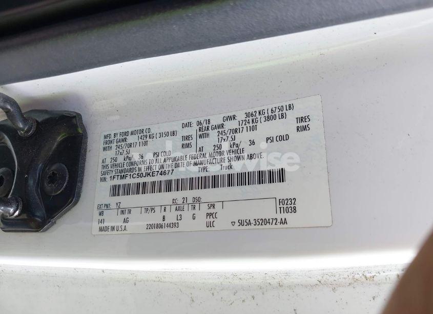 Photo 9 of 2018 Ford F-150 XL (VIN 1FTMF1C50JKE74677)