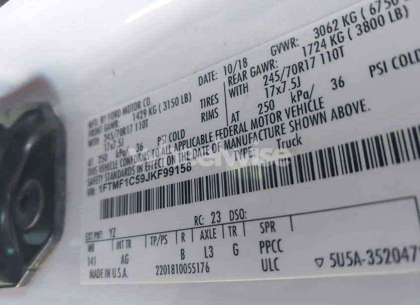 Photo 9 of 2018 Ford F-150 XL (VIN 1FTMF1C59JKF99158)