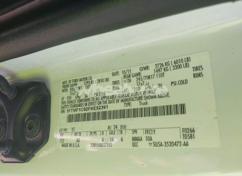 Photo 9 of 2015 Ford F-150 XL (VIN 1FTMF1C82FKE52391)