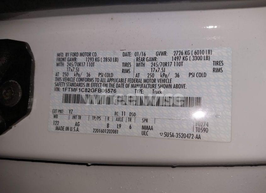 Photo 9 of 2016 Ford F-150 XL (VIN 1FTMF1C82GFB06576)