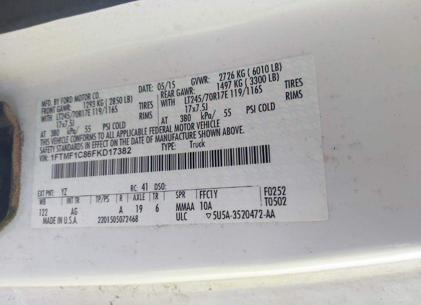 Photo 9 of 2015 Ford F-150 XL (VIN 1FTMF1C86FKD17382)