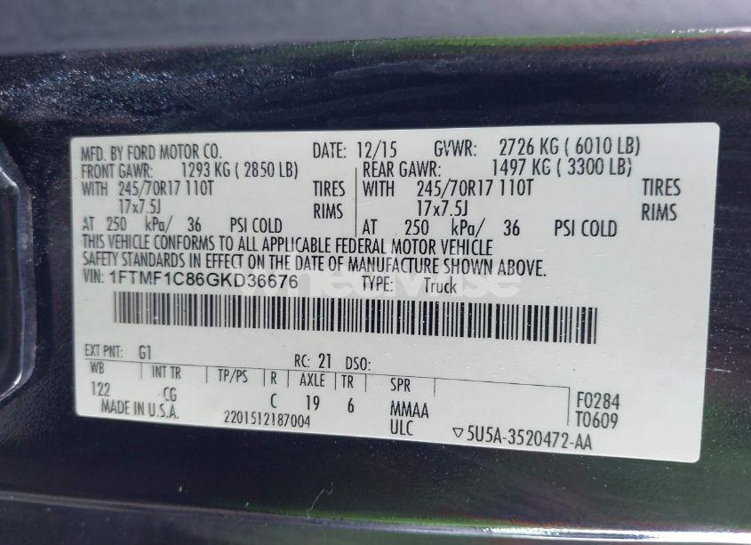 Photo 9 of 2016 Ford F-150 XL (VIN 1FTMF1C86GKD36676)