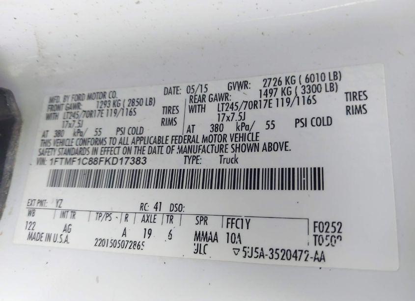 Photo 9 of 2015 Ford F-150 XL (VIN 1FTMF1C88FKD17383)