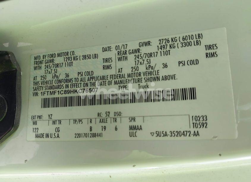 Photo 9 of 2017 Ford F-150 XL (VIN 1FTMF1C89HKC76507)