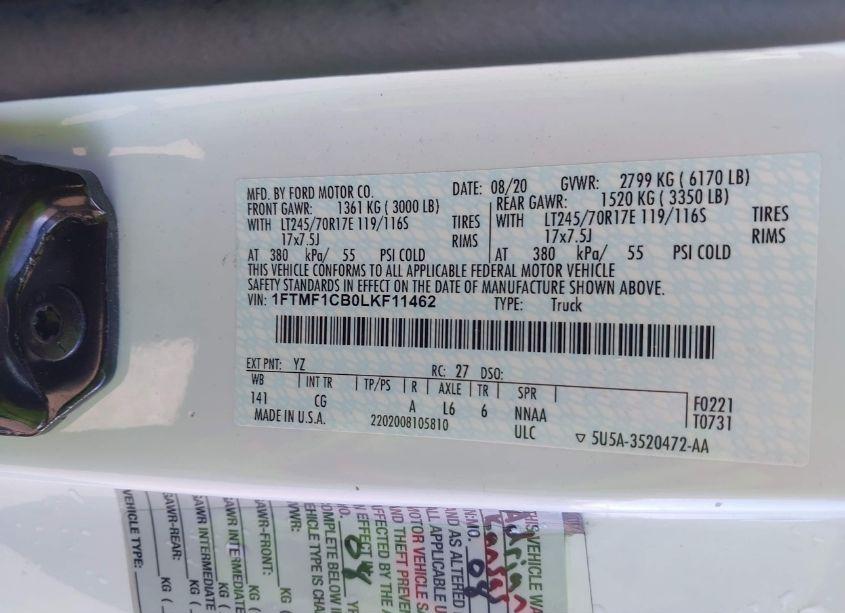 Photo 9 of 2020 Ford F-150 XL (VIN 1FTMF1CB0LKF11462)