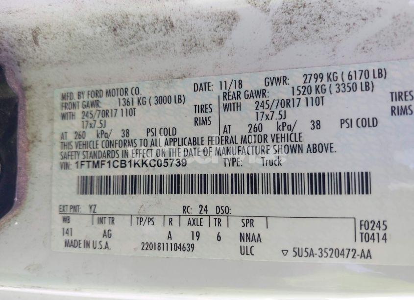 Photo 9 of 2019 Ford F-150 (VIN 1FTMF1CB1KKC05739)