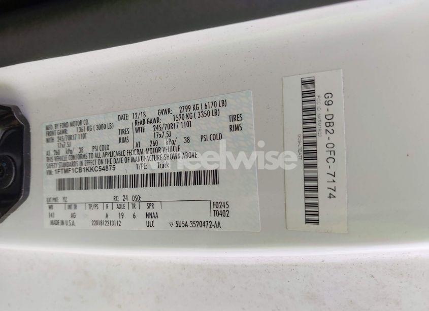 Photo 9 of 2019 Ford F-150 XL (VIN 1FTMF1CB1KKC54875)