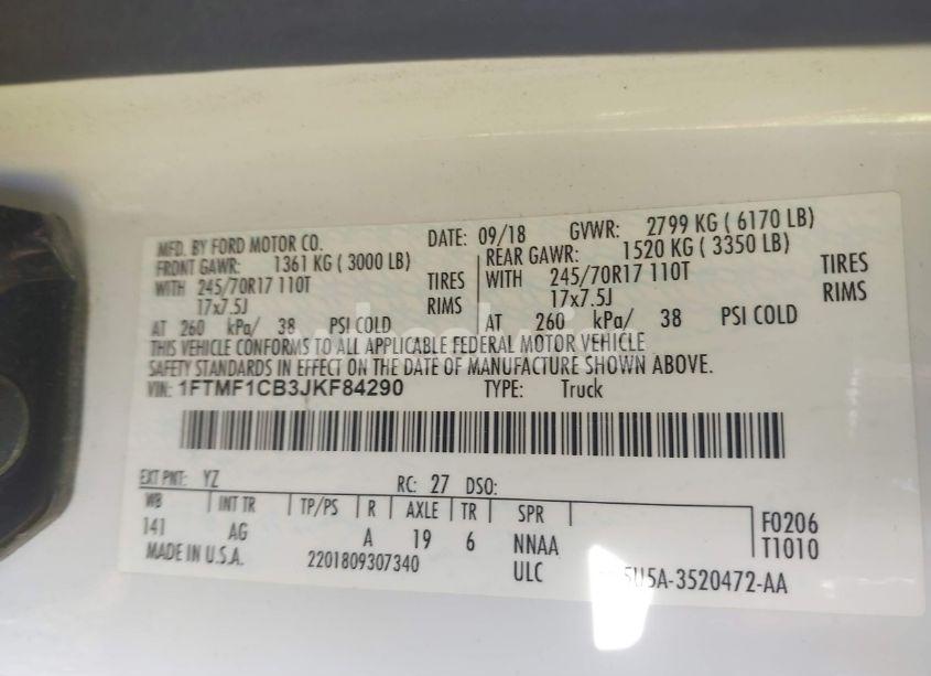 Photo 9 of 2018 Ford F-150 XL (VIN 1FTMF1CB3JKF84290)