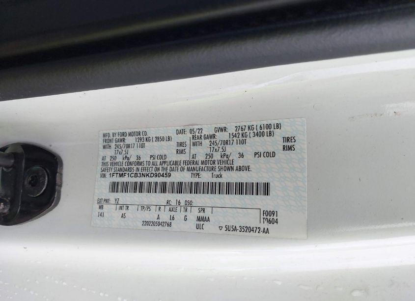 Photo 9 of 2022 Ford F-150 XL (VIN 1FTMF1CB3NKD90459)