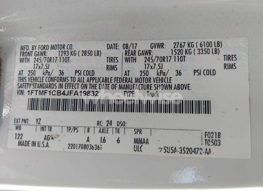 Photo 9 of 2018 Ford F-150 XL (VIN 1FTMF1CB4JFA19832)