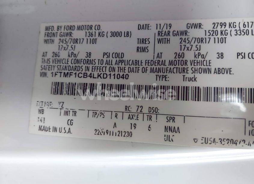 Photo 9 of 2020 Ford F-150 XL (VIN 1FTMF1CB4LKD11040)