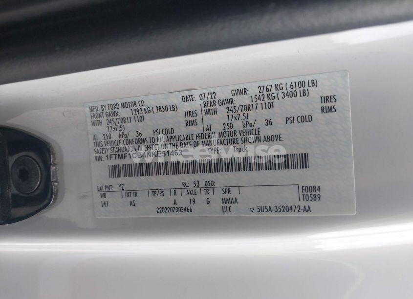 Photo 9 of 2022 Ford F-150 XL (VIN 1FTMF1CB4NKE51463)