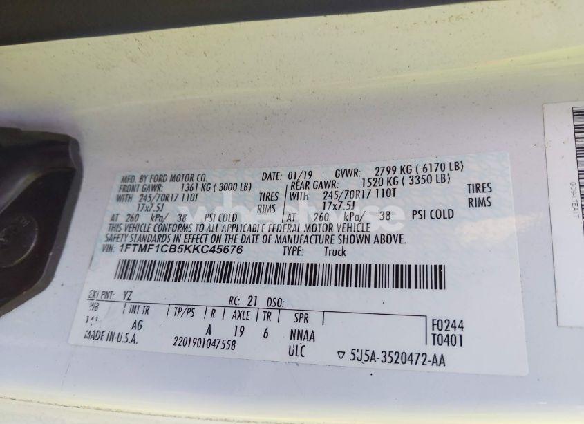 Photo 9 of 2019 Ford F-150 XL (VIN 1FTMF1CB5KKC45676)