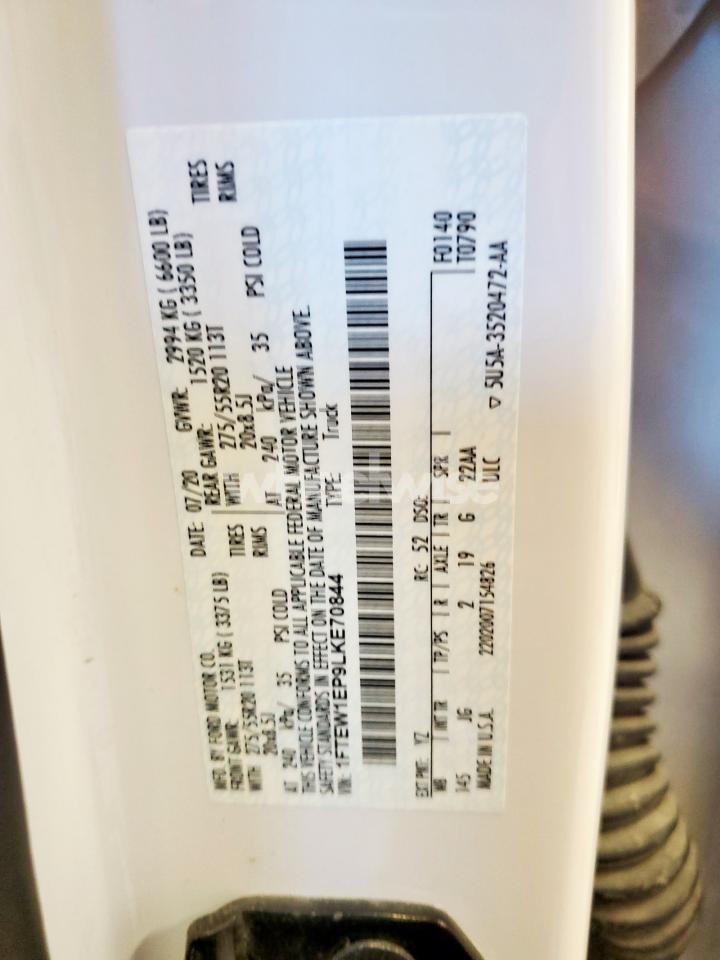 Photo 12 of 2020 FORD F150 SUPERCREW (VIN 1FTMF1CB8MKD56984)