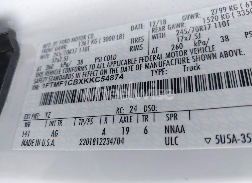 Photo 9 of 2019 Ford F-150 XL (VIN 1FTMF1CBXKKC54874)