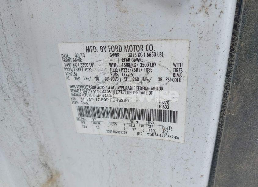 Photo 9 of 2013 Ford F-150 XL (VIN 1FTMF1CF0DFB49260)