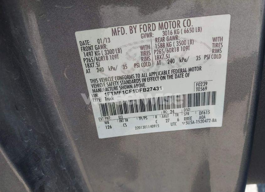 Photo 9 of 2013 Ford F-150 STX (VIN 1FTMF1CF1DFB27431)