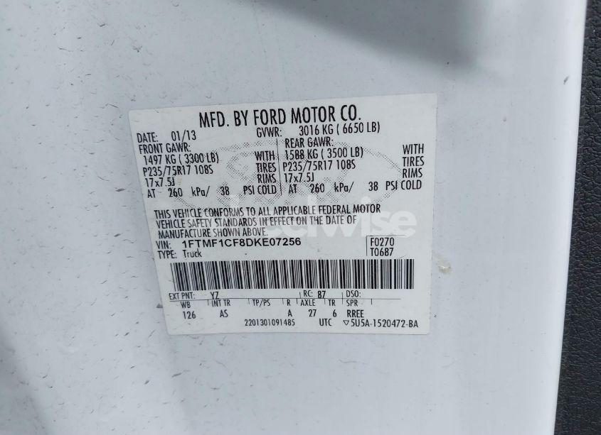 Photo 9 of 2013 Ford F-150 XL (VIN 1FTMF1CF8DKE07256)