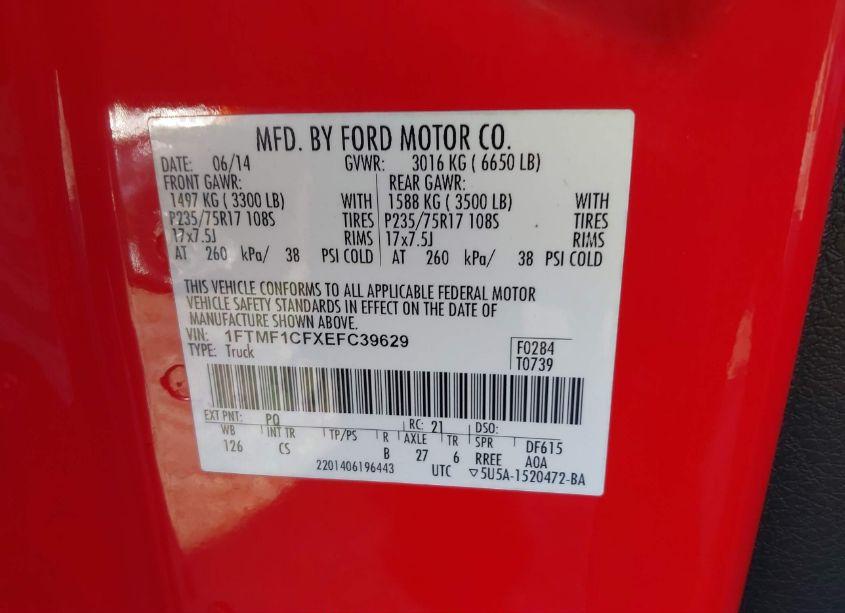 Photo 9 of 2014 Ford F-150 STX (VIN 1FTMF1CFXEFC39629)