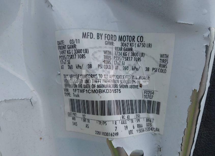 Photo 9 of 2011 Ford F-150 XL (VIN 1FTMF1CM0BKD31575)