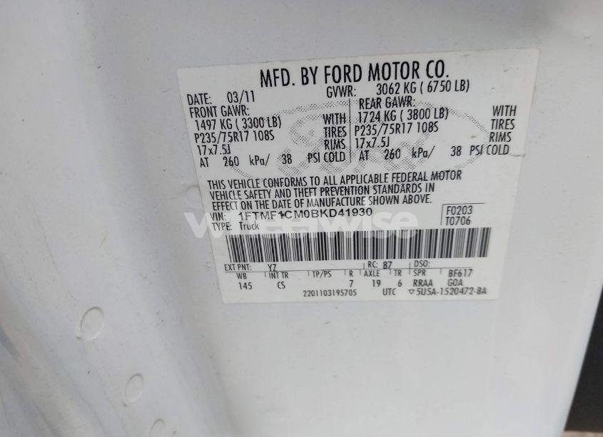 Photo 9 of 2011 Ford F-150 XL (VIN 1FTMF1CM0BKD41930)