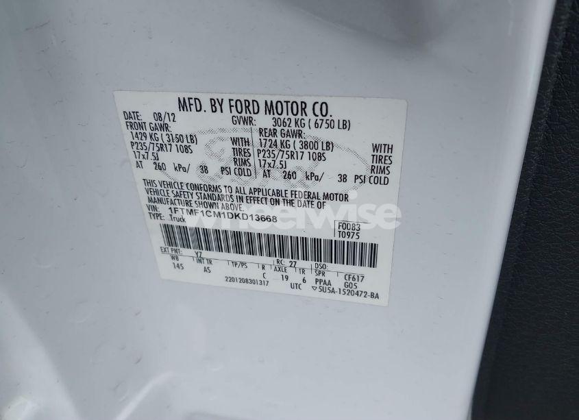 Photo 9 of 2013 Ford F-150 XL (VIN 1FTMF1CM1DKD13668)