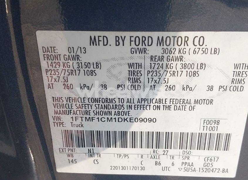 Photo 9 of 2013 Ford F-150 XL (VIN 1FTMF1CM1DKE09090)