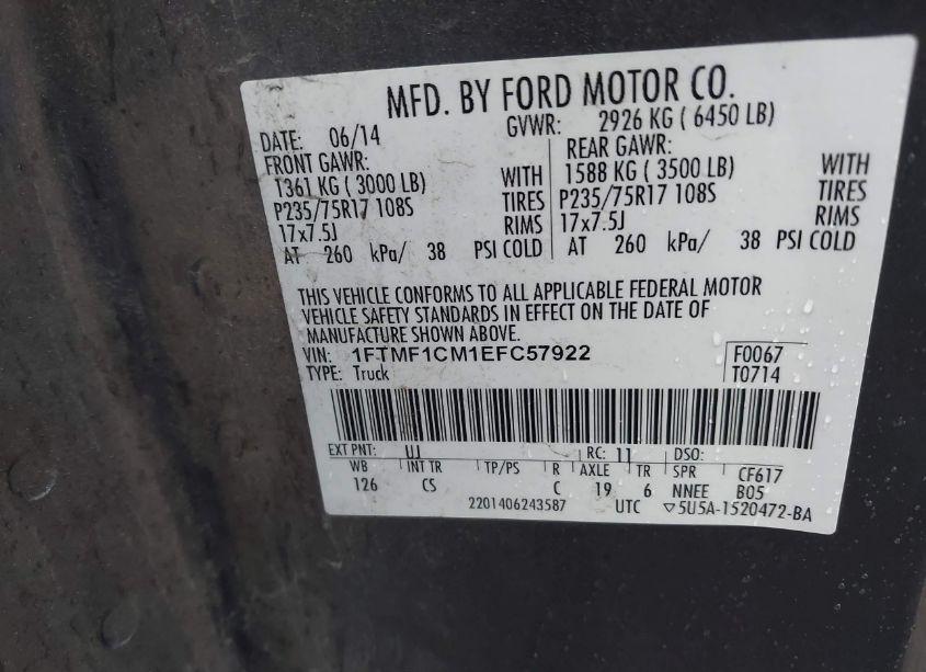 Photo 9 of 2014 Ford F-150 XL (VIN 1FTMF1CM1EFC57922)