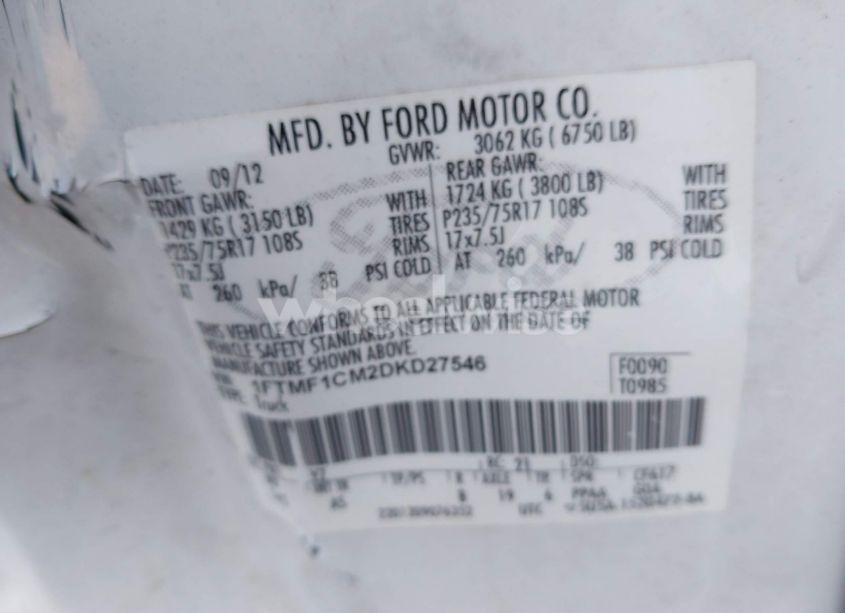 Photo 9 of 2013 Ford F-150 XL (VIN 1FTMF1CM2DKD27546)